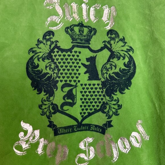 Vintage JUICY COUTURE Prep School Velour Jacket Womens Medium M Hoodie Green Y2K - Picture 2 of 14